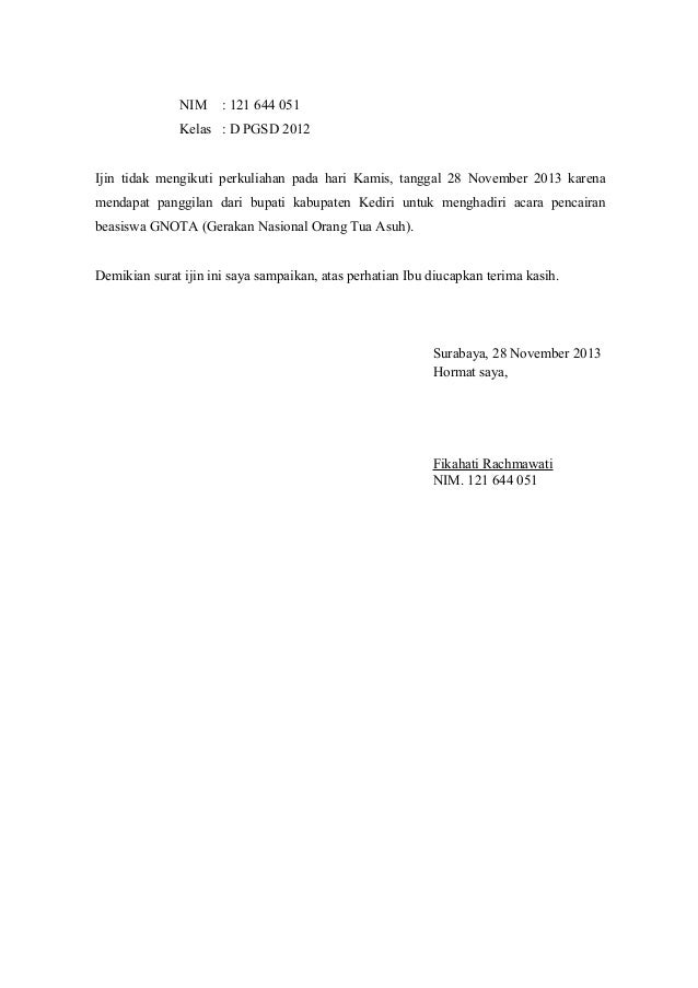Contoh Surat Izin Sekolah Dalam Bahasa Jawa
